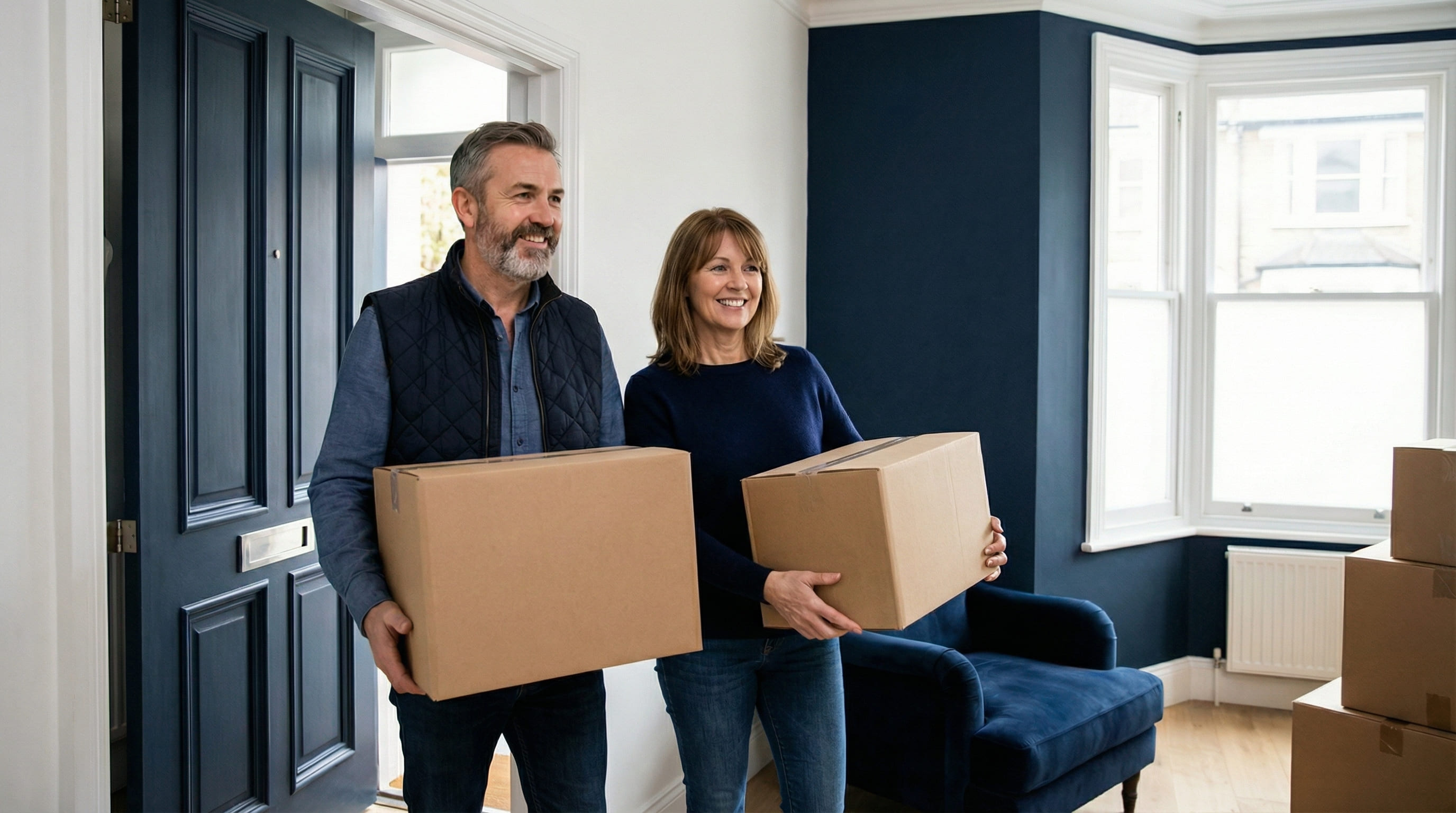Moving day with boxes and plants